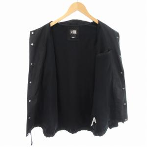 NEW ERA ジャケット アウター ロゴ刺繍 プリント リブ袖 M 黒 ブラック