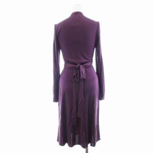 ISSA LONDON タグ付き ラップワンピース ミモレ ロング Vネック 絹 シルク リボン 長袖 UK6 XS 赤紫 マゼンタ