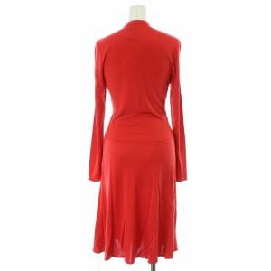 ISSA LONDON タグ付き カシュクールワンピース 絹 シルク ロング ミモレ ドレープ 長袖 Vネック 8 S 赤 レッド