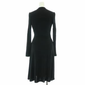 ISSA LONDON タグ付き カシュクールワンピース 絹 シルク ロング ミモレ ドレープ 長袖 Vネック 6 XS 黒 ブラック