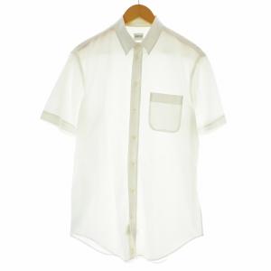 ARMANI COLLEZIONI ボタンダウンシャツ ワイシャツ 半袖 コットン 40 M 白 ホワイト /KU
