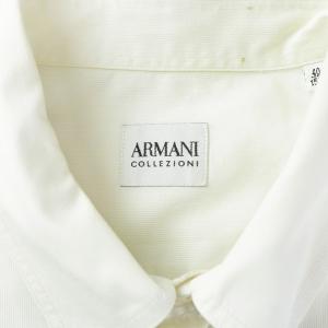 ARMANI COLLEZIONI ボタンダウンシャツ ワイシャツ 半袖 コットン 40 M 白 ホワイト /KU