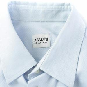 ARMANI COLLEZIONI シャツ ワイシャツ 長袖 総柄 コットン 40 M 水色