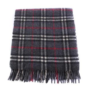 burberrys ヴィンテージ マフラー フリンジ カシミヤ チェック柄 グレー