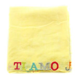 Faliero Sarti ストール フリンジ ロゴ 刺繍 シルク 黄色 イエロー /BB