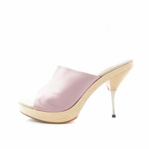 PRADA ピンヒール サンダル ミュール オープントゥ ウッドソール EU39 25cm ピンク