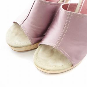 PRADA ピンヒール サンダル ミュール オープントゥ ウッドソール EU39 25cm ピンク