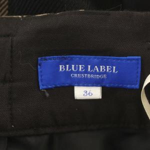 BLUE LABEL CRESTBRIDGE スカート チェック ウール フレアスカート ひざ丈 リボン 36 S 赤 ベージュ 黒
