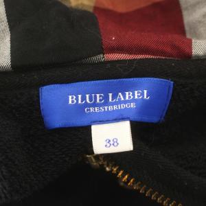 BLUE LABEL CRESTBRIDGE パーカー スウェット ジップアップ 長袖 38 M 黒 ブラック