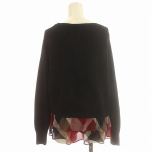 BLUE LABEL CRESTBRIDGE ニット カットソー フリル チェック 長袖 38 M 黒 ブラック