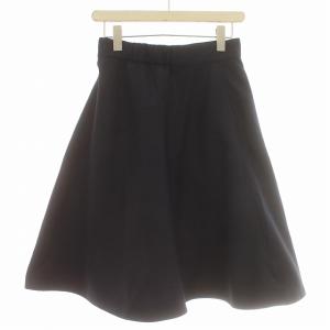 BLUE LABEL CRESTBRIDGE スカート ひざ丈 フロントボタン 裏チェック フレアスカート 36 S ネイビー 紺