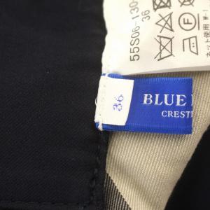 BLUE LABEL CRESTBRIDGE スカート ひざ丈 フロントボタン 裏チェック フレアスカート 36 S ネイビー 紺