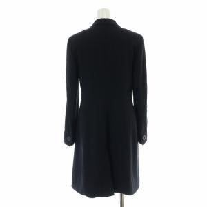 EMPORIO ARMANI テーラードジャケット 総裏地 ロング 裏地ストライプ ウール 40 M 黒 ブラック