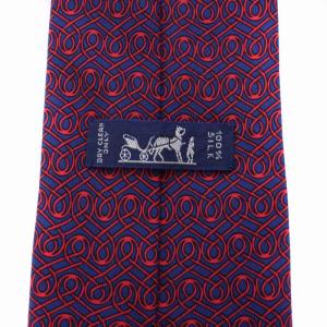HERMES ネクタイ 総柄 シルク フランス製 紺 ネイビー 赤 レッド 5101 HA /BM OH