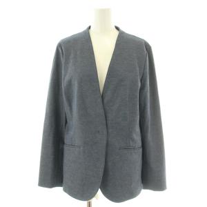 UNTITLED ノーカラージャケット 麻 リネン混 ノーベント 3 L 紺 ネイビー /XK