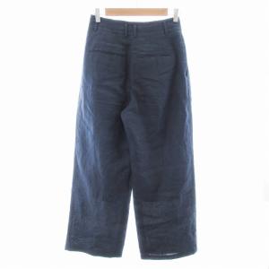 23SS フレンチリネンセミワイドパンツ 麻 34 XS 紺 ネイビー
