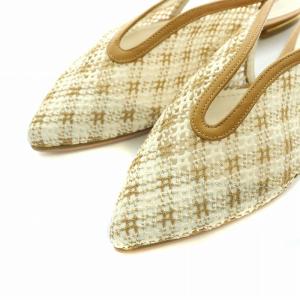 Mame Kurogouchi サンダル フラット メッシュ 23.5cm ベージュ ホワイト