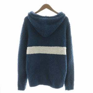 BAREFOOT DREAMS ロンハーマン of Ron Herman ジップアップパーカー ボア ロゴ刺繍 長袖 L 紺 ネイビー グレー