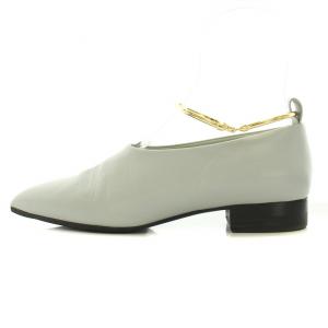 JIL SANDER パンプス ポインテッドトゥ ローヒール アンクルリング レザー 35 22cm 水色 ライトブルー /BB