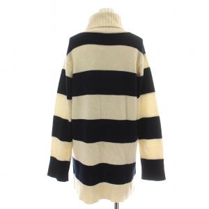 Max Mara チュニック ニット セーター 長袖 タートルネック ボーダー ロング アイボリー 紺 ネイビー