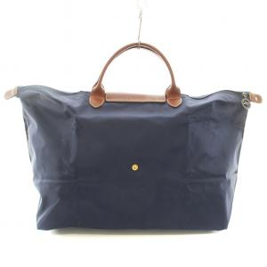 Longchamp LE PLIAGE ルプリアージュ トラベルバッグ トートバッグ ハンドバッグ ナイロン レザー 切替 ロゴ 折りたたみ 紺