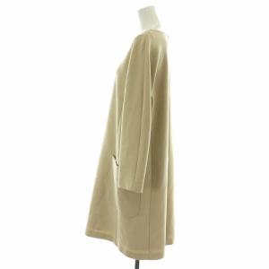 Max Mara ワンピース ひざ丈 長袖 ステッチ ストレッチ 42 L べージュ