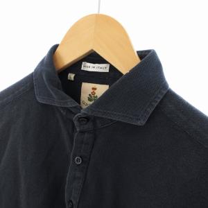 GUY ROVER カッタウェイカラー マーセライズドコットン ポロシャツ ロゴ刺繍 半袖 L 紺 ネイビー 2650PC207J