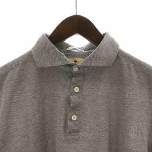 GUY ROVER ポロシャツ 半袖 ハーフボタン 鹿の子 ホリゾンタルカラー ワイド XL 茶 ブラウン /NW25