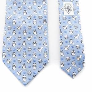 GUCCI ネクタイ レギュラータイ 総柄 猫モチーフ 青 ブルー