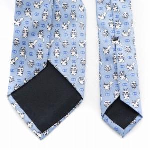 GUCCI ネクタイ レギュラータイ 総柄 猫モチーフ 青 ブルー