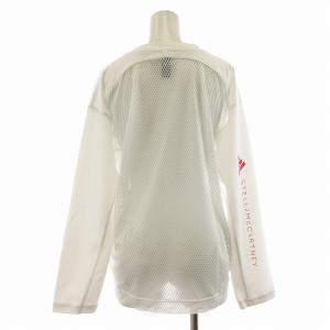 adidas by Stella McCartney Cotton Long Sleeve Tee Tシャツ 長袖 メッシュ 切替 ロゴプリント XS 白 ホワイト