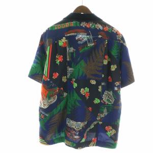 sacai 21SS オープンカラーシャツ 総柄 1 ネイビー マルチカラー