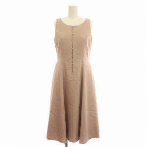 サテンノースリーブ ワンピース ロング 36 S ピンクベージュ /G