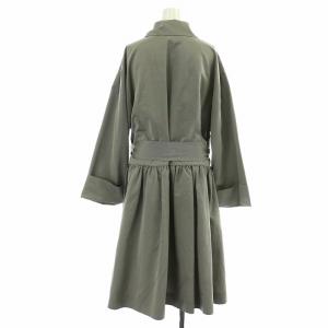 Christian Dior 80s 90s スプリングコート ロング シングル ラウンドカラー リボンベルト 裏地総柄 ギャザー ロールアップ