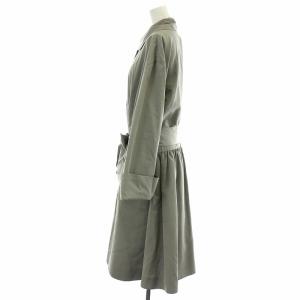 Christian Dior 80s 90s スプリングコート ロング シングル ラウンドカラー リボンベルト 裏地総柄 ギャザー ロールアップ