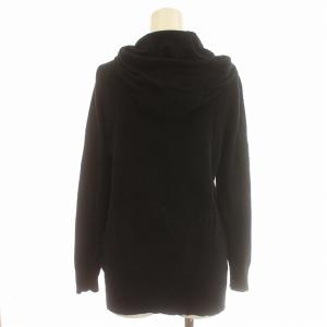 BURBERRY BLUE LABEL ニット パーカー ジップアップ ロゴ 刺繍 長袖 38 M 黒 ブラック