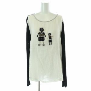 MAX MARA WEEKEND LINE カットソー 絹 シルク 長袖 ビーズ装飾 M アイボリー 黒 ブラック /KL