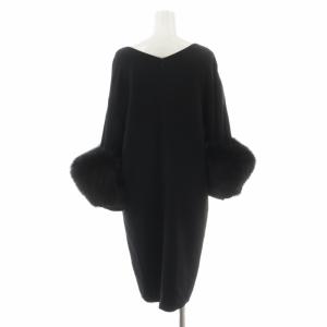 Diagram GRACE CONTINENTAL FOXスリーブワンピース ひざ丈 フォックスファー Vネック 七分袖 34 XS 黒 ブラック