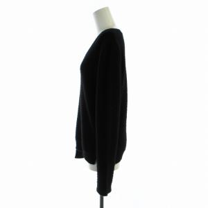 FOXEY ニット セーター ショート丈 サイドジップ カシミヤ混 Vネック 長袖 40 黒