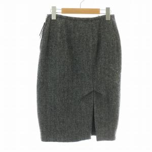 LOUIS VUITTON タイトスカート ひざ丈 スリット 絹 シルク 34 XS グレー