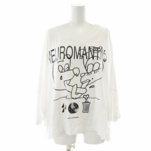 Tシャツ カットソー ロゴ プリント 刺繍 ビッグシルエット ドルマンスリーブ 七分袖 白 ホワイト /XK