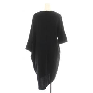 ENFOLD ワンピース ひざ丈 五分袖 七分袖 アシンメトリー 36 S 黒 ブラック