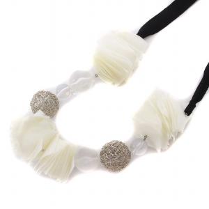 ENFOLD ロング ネックレス リボン ボール ペーパー 黒 白 シルバー クリア /YM