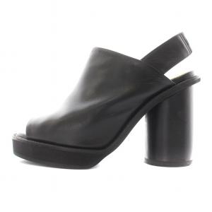 ENFOLD サンダル レザー オープントゥ ストラップ ハイヒール チャンキーヒール 36 22.5cm 黒 ブラック