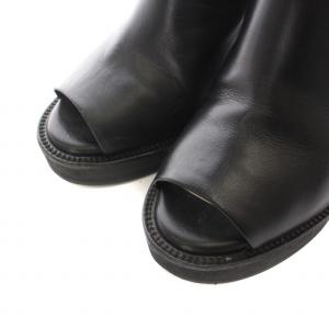 ENFOLD サンダル レザー オープントゥ ストラップ ハイヒール チャンキーヒール 36 22.5cm 黒 ブラック