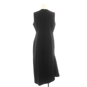 ENFOLD ワンピース ロング マキシ フレア タック アシンメトリー ノースリーブ 38 M 黒 ブラック