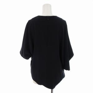 ENFOLD カットソー ブラウス クルーネック バックファスナー ドルマンスリーブ アシメ 変形 38 M 紺 ネイビー