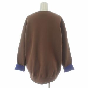 ENFOLD ニット セーター 長袖 クルーネック 袖折り返し 38 M 茶 ブラウン 青 ブルー