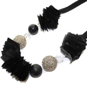 ENFOLD ネックレス ボリューム ボール ペーパー 黒 ブラック シルバーカラー クリア