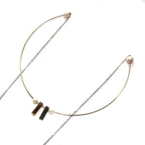 ENFOLD ネックレス 2連 チェーン フェイクパール プレート ゴールドカラー シルバーカラー